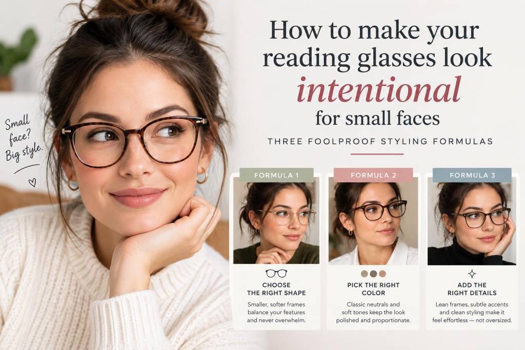 How to make your reading glasses look intentional for small faces: three foolproof styling formulas