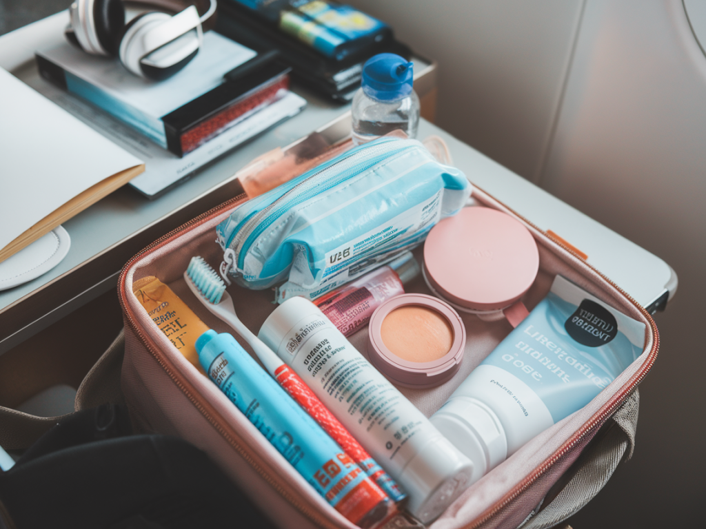 what i pack in my carry-on beauty bag for red-eye flights